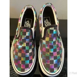 Vans Off the Wall Multicolored Foil Sneakers Slip On Shoes Size Men 5 Wom 6.5